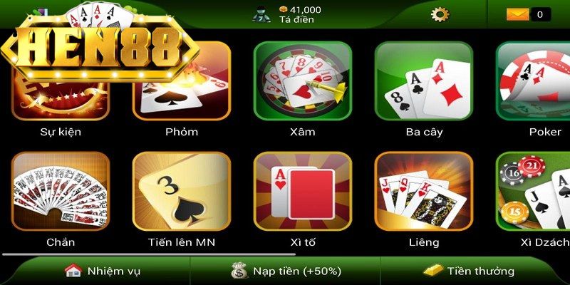 Sự đa dạng ấn tượng về danh sách game casino tại HEN88