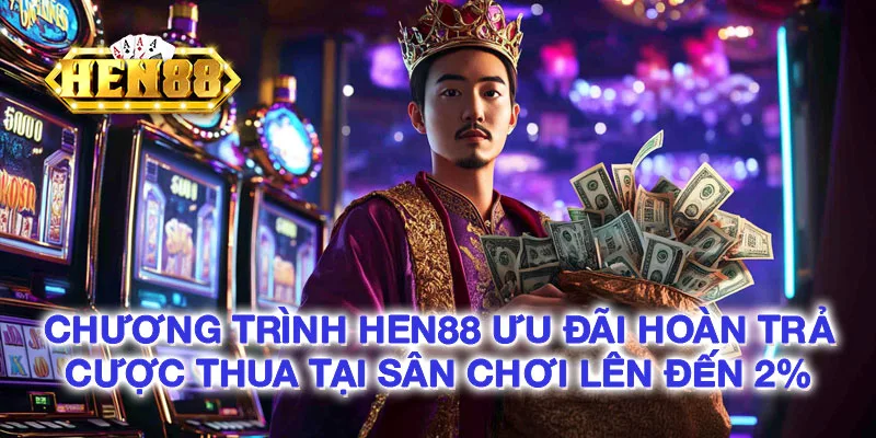 Chương trình HEN88 ưu đãi hoàn trả cược thua tại sân chơi lên đến 2% Chương trình HEN88 ưu đãi hoàn trả cược thua tại sân chơi lên đến 2%